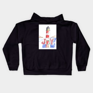 Whimsical Lighthouse at Christmastime Kids Hoodie